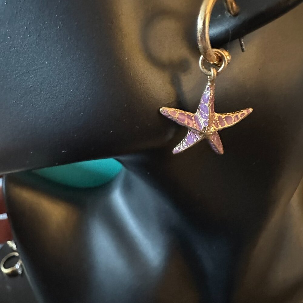 zara sea life half hoop stud earrings golden tone